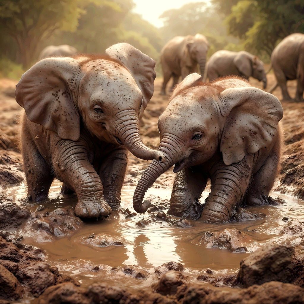 elephant, baby elephant, mud bath-8997950.jpg